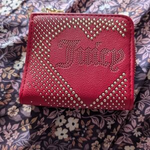 Juicy Couture Red Studded Heart Zip Wallet